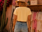 Back view of Desert Darling Boxy Tee in Butter