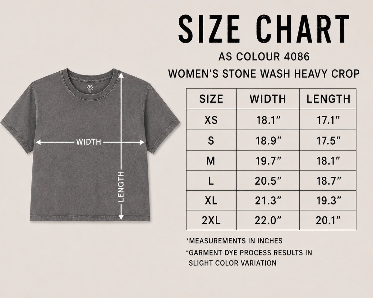 Nashville Wild West Boxy Tee size chart and measurements 