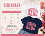 Western Babe crop tee size chart for women