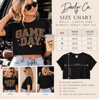 Game Day crop tee size chart and fit guide