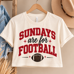 Sundays Are for Football crop tee displayed on a wooden hanger